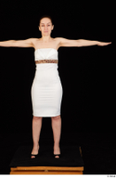  Rania black high heels dressed formal standing t poses white dress whole body 0001.jpg